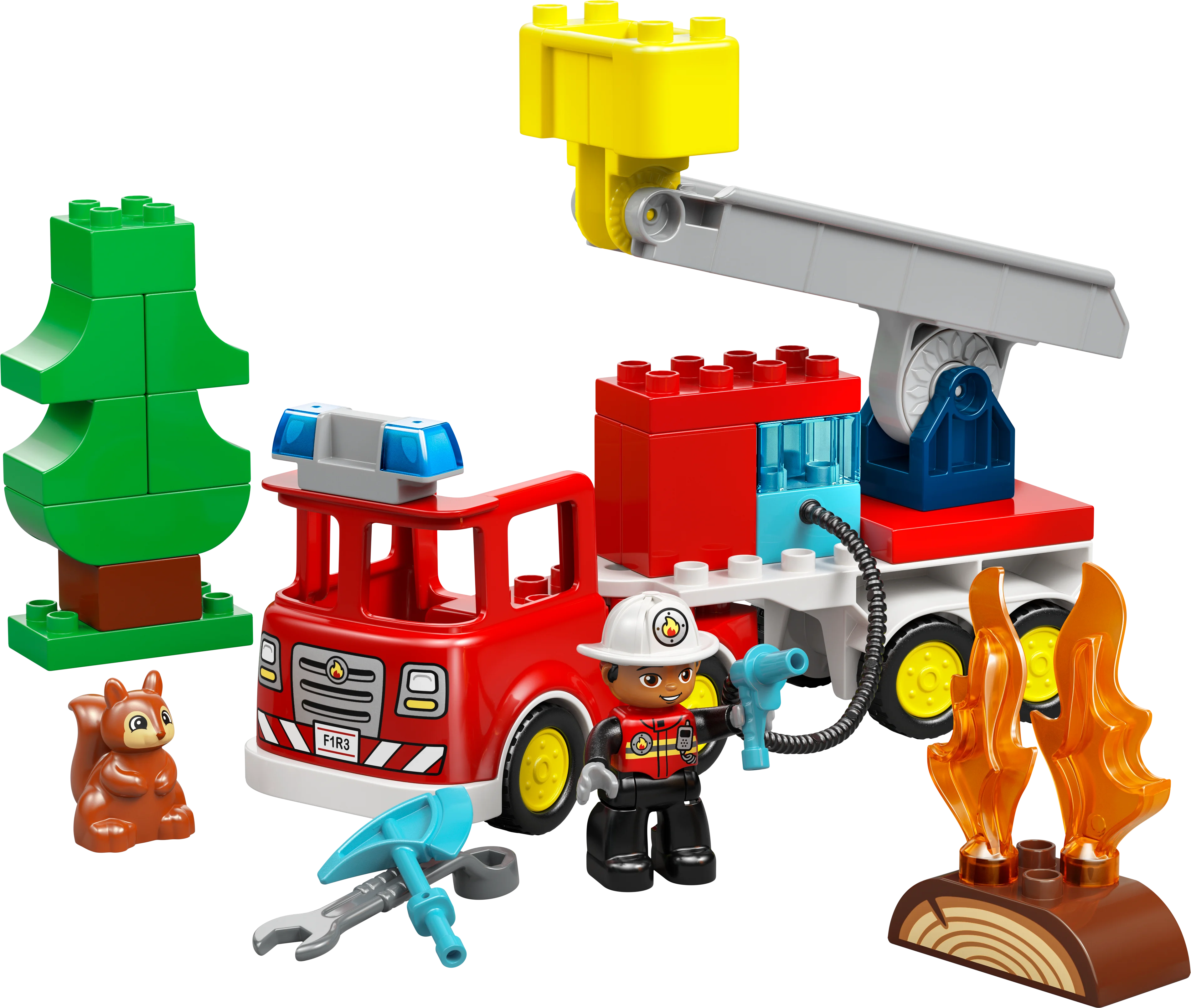Fire Truck with Hose and Firefighter