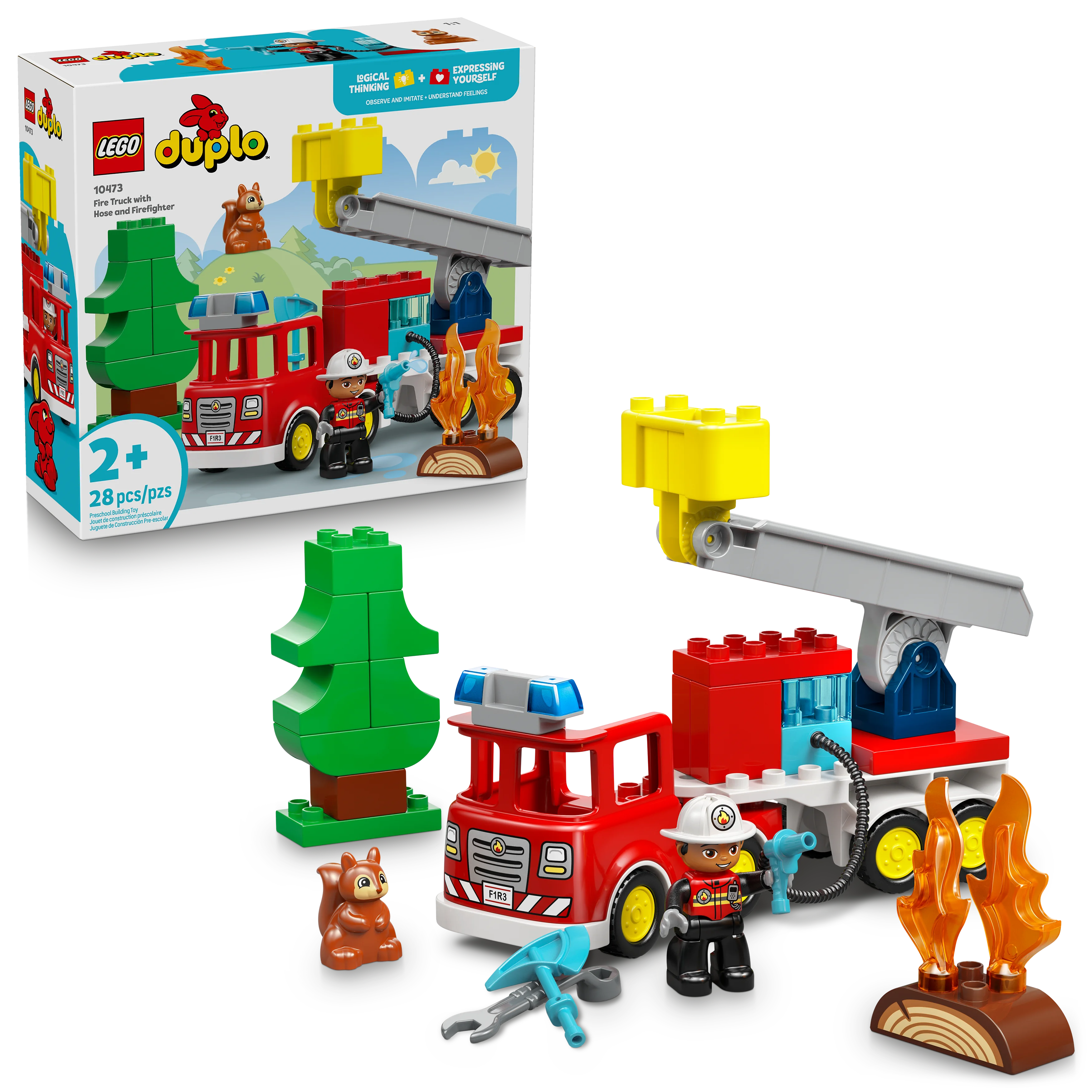 Fire Truck with Hose and Firefighter