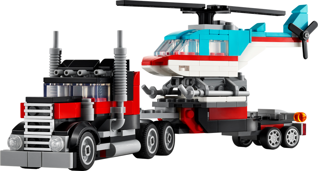 Flatbed Truck with Helicopter