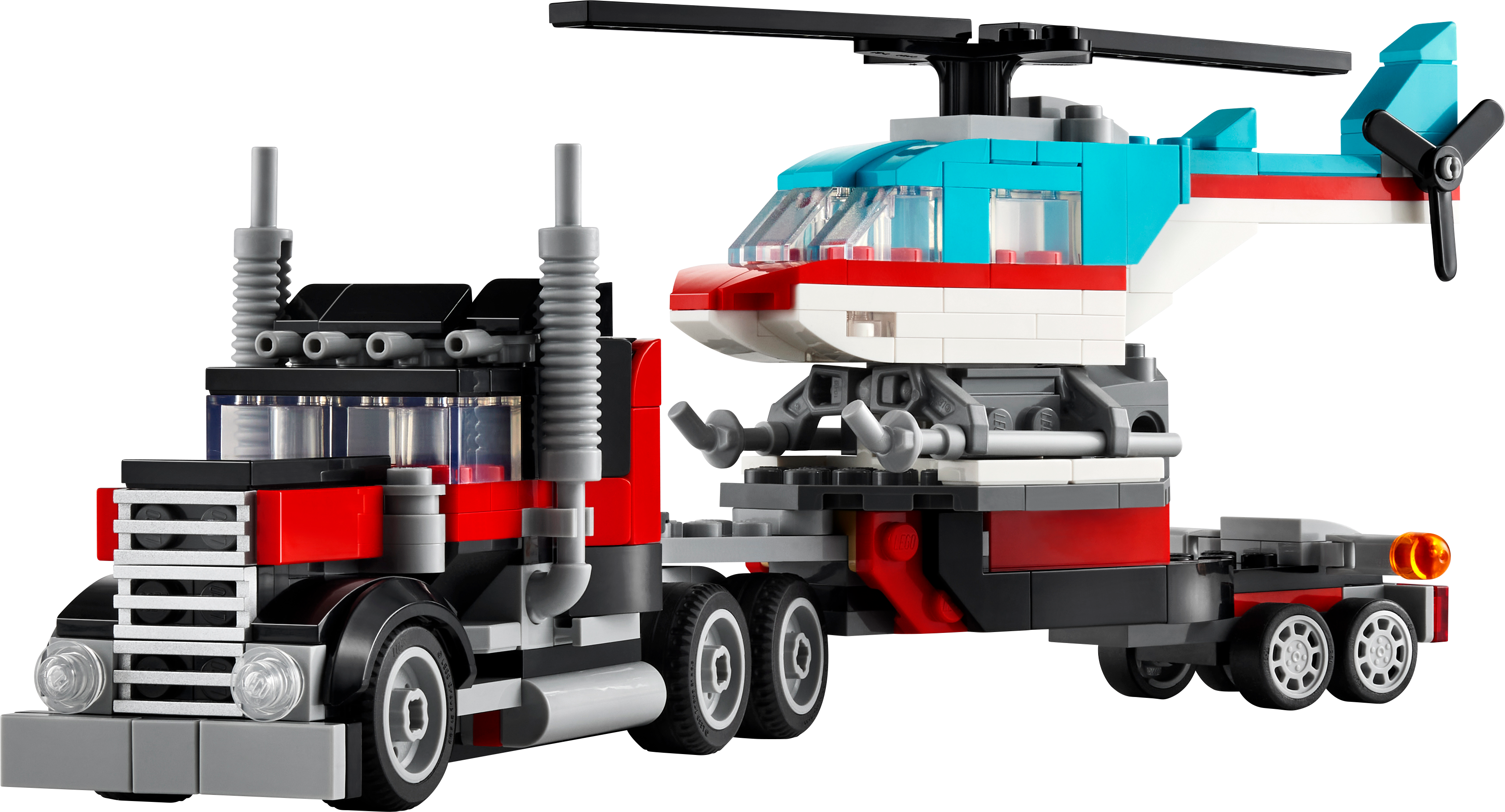 Flatbed Truck with Helicopter