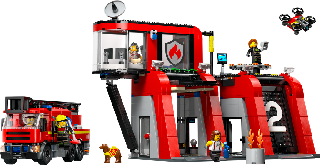 Fire Station with Fire Truck